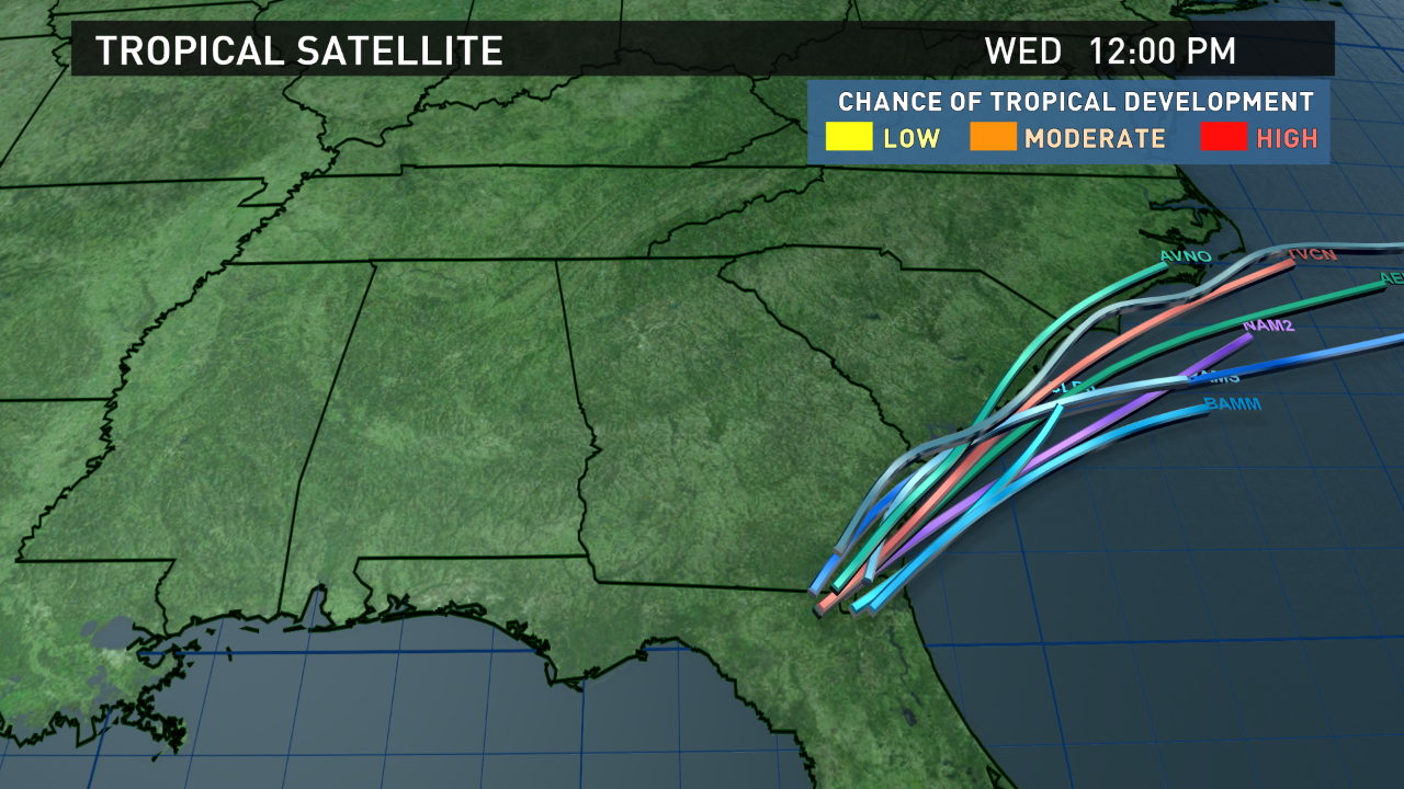 Weak tropical activity heading to South Carolina