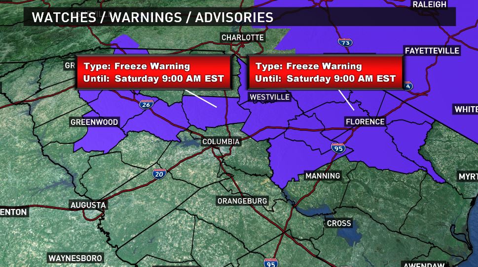 Freezing Warning Saturday Morning For Parts Of The Midlands | wltx.com