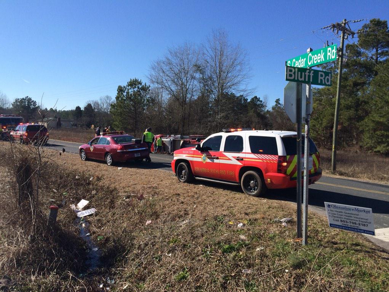 One Injured After Fire Truck Overturns | wltx.com